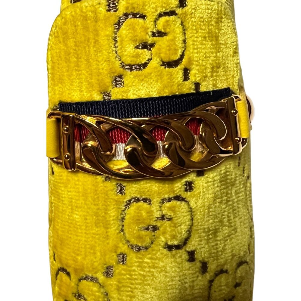 Gucci Yellow Velvet GG Marmont Block Heel Pumps – Size 41 100% Authentic New - Picture 10 of 16